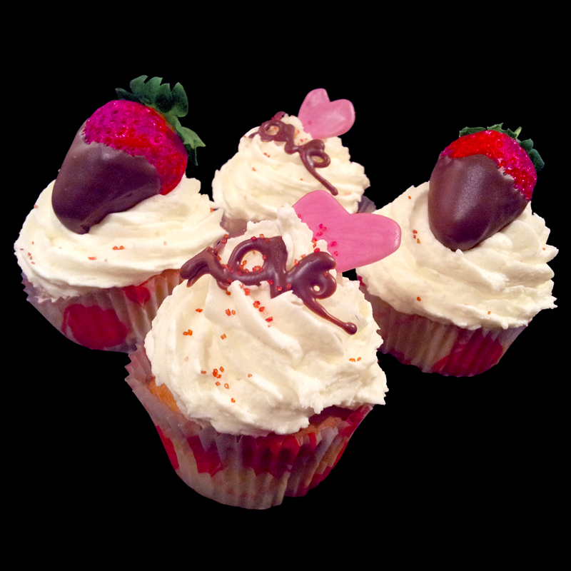 Love Cupcakes with Fresh Strawberries